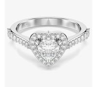 Swarovski Una Angelic Rhodium Plated Heart Crystal Ring 5744046 - 55 (N 3/4)