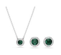 Swarovski Una Angelic Set, Set (2), Round Cut, Green, Rhodium Plated