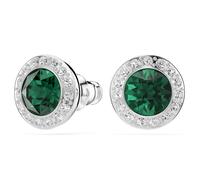 Una Angelic stud earrings, Round cut, Green, Rhodium plated