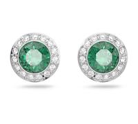Swarovski Una Angelic stud earrings Round cut Green Rhodium plated 5646714
