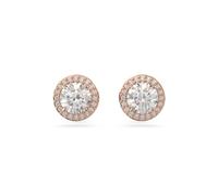 Swarovski Constella stud earrings, Round cut, Pavé, White, Rose gold-tone plated