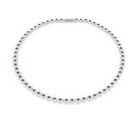 Swarovski Una Angelic Tennis Necklace, Blue Round-Cut Crystals and Clear Pavé Crystals in a Rhodium-Finished Setting, Part of the Una Angelic Collection