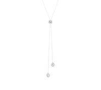 Una Angelic Y pendant, Round cut, White, Rhodium plated