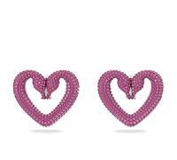 Swarovski Una clip earrings, Heart, Large, Pink, Rhodium plated