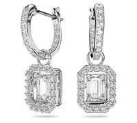 Swarovski Millenia Drop Earrings, Octagon Shaped, Violet and Clear Coloured Crystals in a Rhodium Plated Setting, from the Millenia Collection