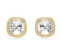 Una Angelic stud earrings, Cushion cut, White, 18K gold finish