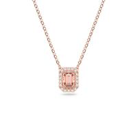 Swarovski Una Necklace Octagon Cut Pave Pink Rose Gold-Tone Plated
