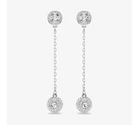 Swarovski Una Rhodium Plated Round White Crystal Drop Earrings 5732273
