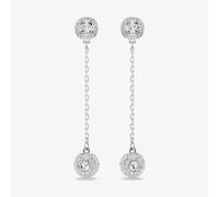 Swarovski Una Rhodium Plated Round White Crystal Drop Earrings 5732273