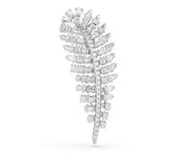 Swarovski Vienna Brooch, Mixed Cuts, Feather, White, Rhodium Plated