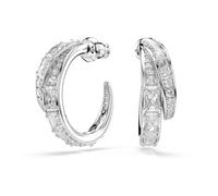 Swarovski Vienna Hoop Earrings, Mixed Cuts, White, Rhodium Plated