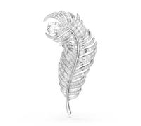 Swarovski Vienna Mixed Cut Feather White Rhodium Plated Brooch