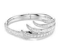 Swarovski Vienna Mixed Cut Swan Bangle Bracelet, White, Rhodium Plated (Size M)