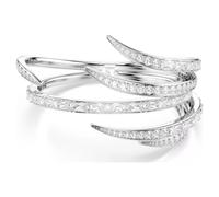 Swarovski Vienna Mixed Cut White Rhodium Plated Bangle, Piccola, Rhodium Plated, Cubic Zirconia, Cubic Zirconia