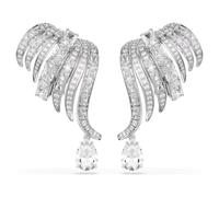 Swarovski Vienna Mixed Cut White Swan Clip On Earrings Rhodium Plated