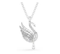 Swarovski Vienna Pendant And Brooch, Mixed Cuts, Swan, White, Rhodium Plated