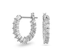 Swarovski Vittore hoop earrings, White, Rhodium plated
