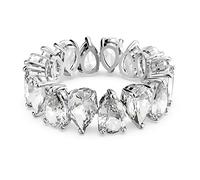 Swarovski Vittore Pear White Rhodium Plated Ring - Elegant Styling | - Size 50 - Swarovski Crystal / Rhodium Plated