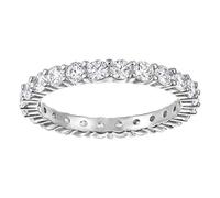 Swarovski Vittore XL ring, Round cut, White, Rhodium plated, 55