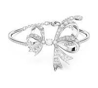 Swarovski Volta Rhodium Plated White Bow Bangle 5647563 - Elegant Styling - Crystal / Rhodium Plated