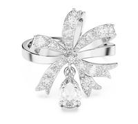 Swarovski Volta cocktail ring, Bow, White, Rhodium plated, 58