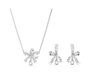 Swarovski Volta Necklace and Earrings Jewelry Set with Crystal Bow Motif, One Size, Crystal