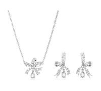 Swarovski Volta Necklace and Earrings Jewelry Set with Crystal Bow Motif, One Size, Crystal, Crystal
