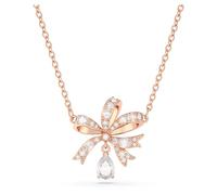 Swarovski Volta necklace, Bow, Small, White, Rose gold-tone plated