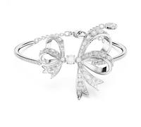 Volta bangle, Bow, White, Rhodium plated