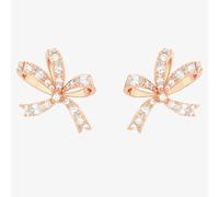 Swarovski Volta Rose Gold-Tone Plated Bow Stud Earrings 5647572 - Timeless - Crystal / Rose Gold-Tone Plated
