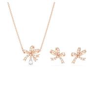 Swarovski Volta set, Bow, White, Rose gold-tone plated