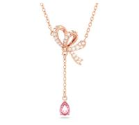 Swarovski Volta Y pendant, Bow, Pink, Rose gold-tone plated