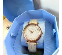 SWAROVSKI Watch Crystalline Rose Gold Crystal face Beige Leather Strap 5656899