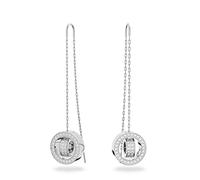 Dextera drop earrings, Long, White, Rhodium plated
