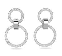 Swarovski White Crystal Hoop Earrings, Pavé Crystals in a Rhodium Plated Setting, from the Hollow Collection