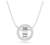 Swarovski White Crystal Pendant Necklace, Pavé Crystal Pendant in a Rhodium Plated Setting, from the Hollow Collection