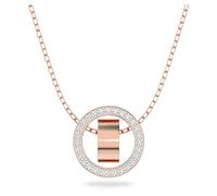 Swarovski White Crystal Pendant Necklace, Pavé Crystal Pendant in a Rose Gold Tone Plated Setting, from the Hollow Collection
