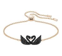 Swarovski Women’s Rose-Gold Tone Plated, Black Crystal, Iconic Swan Bracelet