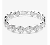 Swarovski Ariana Grande x Tennis bracelet, Mixed cuts, Heart, White, Rhodium plated