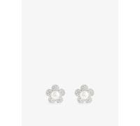 Swarovski Womens Ariana Grande x Swarovski Flower Rhodium-Plated Stud Earrings White