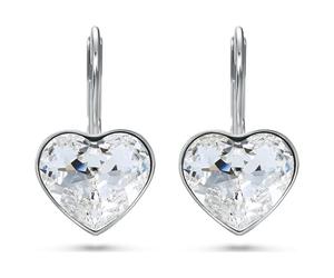 Swarovski Womens Bella drop earrings - Heart - White - Rhodium plated - 5687414