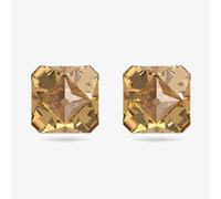 Swarovski Stud Earrings - Pair of Yellow, Three Dimensional Earrings, Rhodium Plated and Ruthenium Plated, from the Ortyx Collection