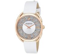 Swarovski Women's Crystalline 35mm White Leather Band Steel Case Quartz Analog Watch 5452459