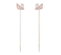 Swarovski Women's Dangle and Drop Earrings, Rose Gold Tone Plated, Zirconia, Pink, One Size