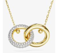 Swarovski Women's Dextera White Interlocking Loop Gold Tone Plated Necklace 5668820 | Size: Adjustable