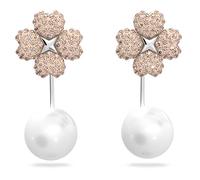 Swarovski Latisha Floral Stud Earring Jackets, Pink Crystals and Crystal Pearl,