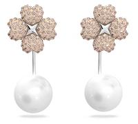 Swarovski Latisha Floral Stud Earring Jackets, Pink Crystals and Crystal Pearl,