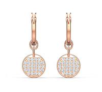 Swarovski Women's Ginger Mini Hoop Pierced Earrings, Set of Brilliant White Swarovski Circular Earrings with Rose-Gold Tone Plating