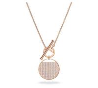 Swarovski Women's Ginger Necklace, Stunning White Crystals in a Rose-Gold Tone Plated Pendant with a Stylish T-Bar Closure