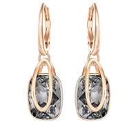 Holding drop earrings, Grey, Rose gold-tone plated